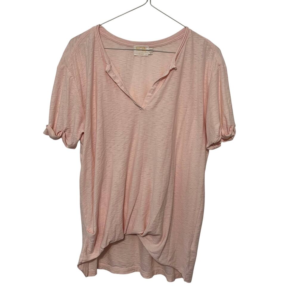 Nation LTD Twist Front Tee Size XS Pink 100% Pima Cotton V-Neck Minimalist